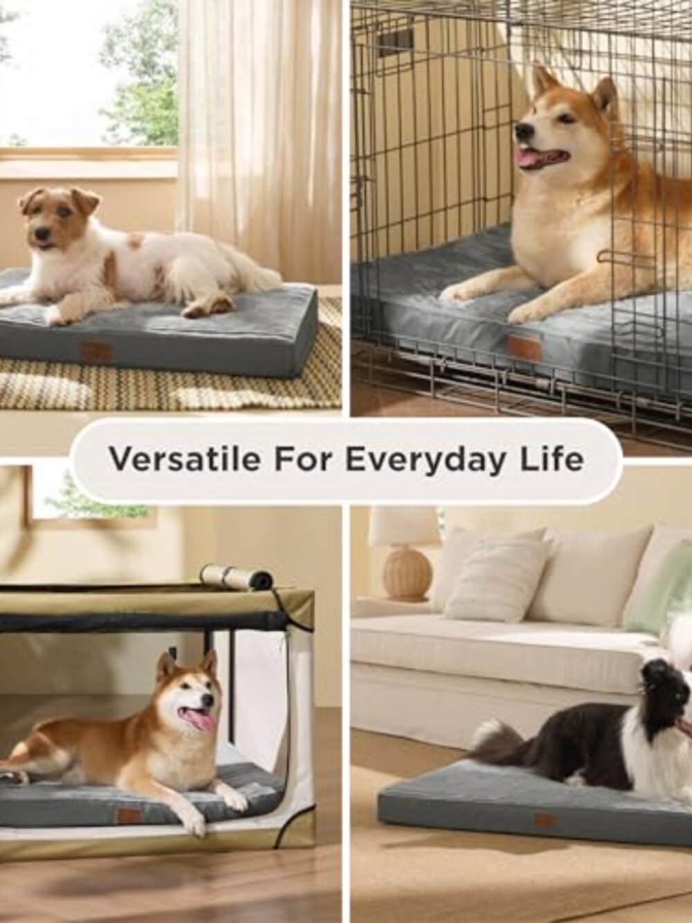๐ ComfyFleece Dog Bed Large, 89x56x7CM Orthopedic Dog Crate Bed with Removable - Picture 7 of 7